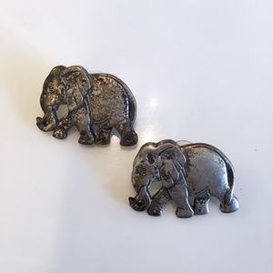 Vintage Silver Tone Elephant Earrings